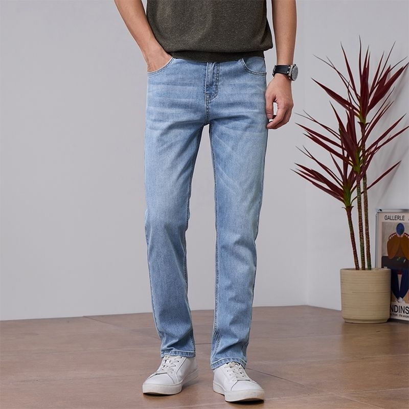 2026 Spring and Summer New High-End Pure Cotton Jeans for Men, Slim Straight Fit, Stretchy, Fashionable, Versatile Casual Long Pants