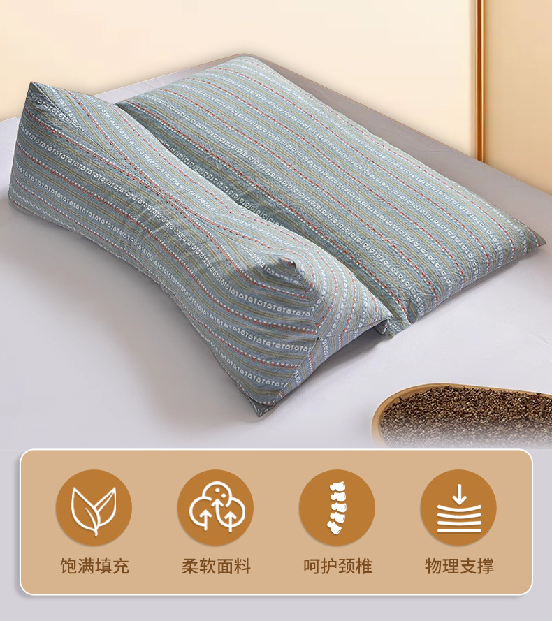 Buckwheat Hull Pillow Triangular Cervical Support Pillow for Sleep and Neck Comfort Home Use overview