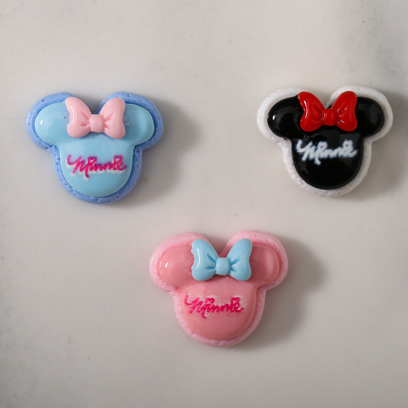diy cartoon Mickey nail accessories English letters Mickey Mouse bow cute three-dimensional two-color hairpin ear studs diy cartoon Mickey nail accessories English letters Mickey Mouse bow cute three-dimensional two-color hairpin ear studs