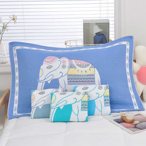 Pillow towel pure cotton three-layer gauze adult and child cotton household couple thickened sweat-absorbent pillow towel manufacturer wholesale