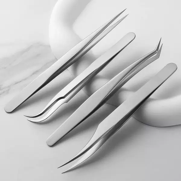 Stainless Steel Eyelash Tweezers, Bead Tweezers, Clips, Professional Eyelash Tweezers for Lash Technicians, Blooming Clips, Beauty Tools