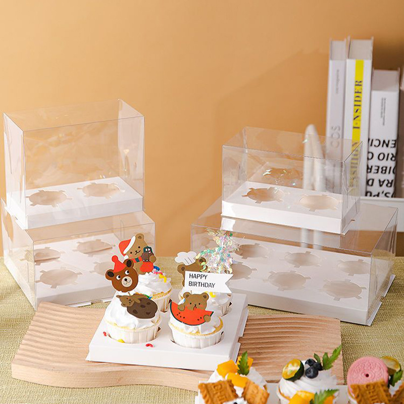 Caja de embalaje transparente para cupcakes Pooh 24612 piezas de embalaje de postre elevado Caja de embalaje para cupcakes de Marfen