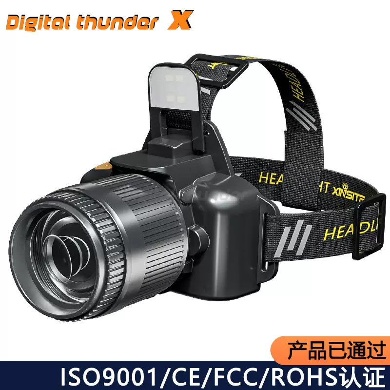 跨境户外多功能智能感应式双光源强光头灯充电夜钓矿灯头戴式电筒