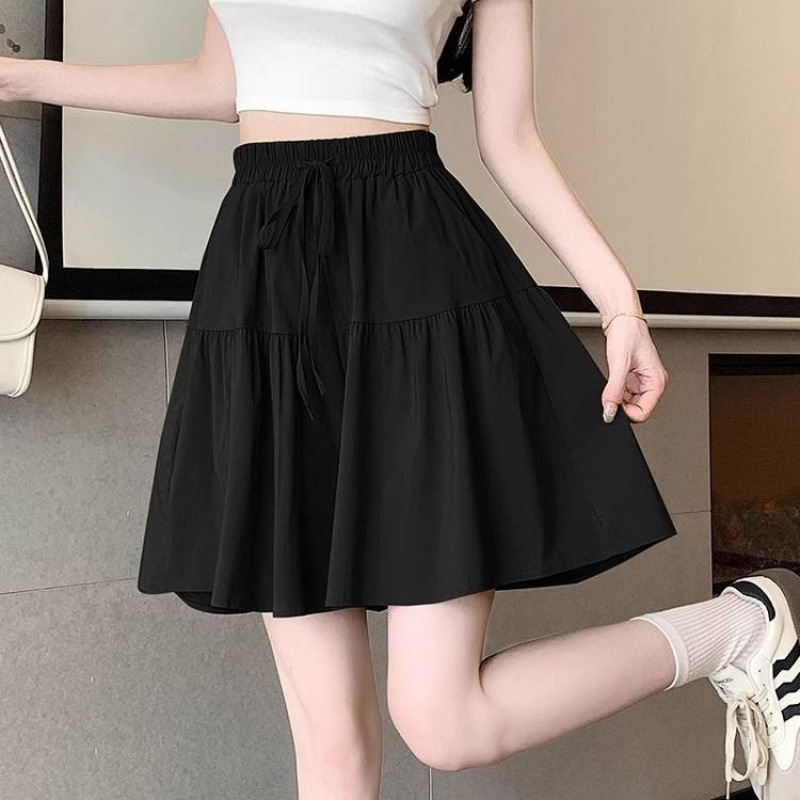 慵懒风裙裤女夏季薄款2025宽松阔腿五分裤休闲冰丝运动短裤半身裙