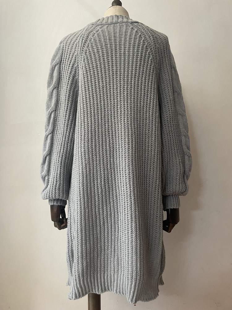 Women's Knitted Lantern Sleeve Twist Cardigan For Autumn Winter_voghion.com