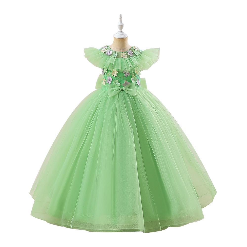 Vestido de noche para niños vestido de princesa para niñas sin mangas de cintura alta niña host piano vestido de rendimiento entrega al por mayor