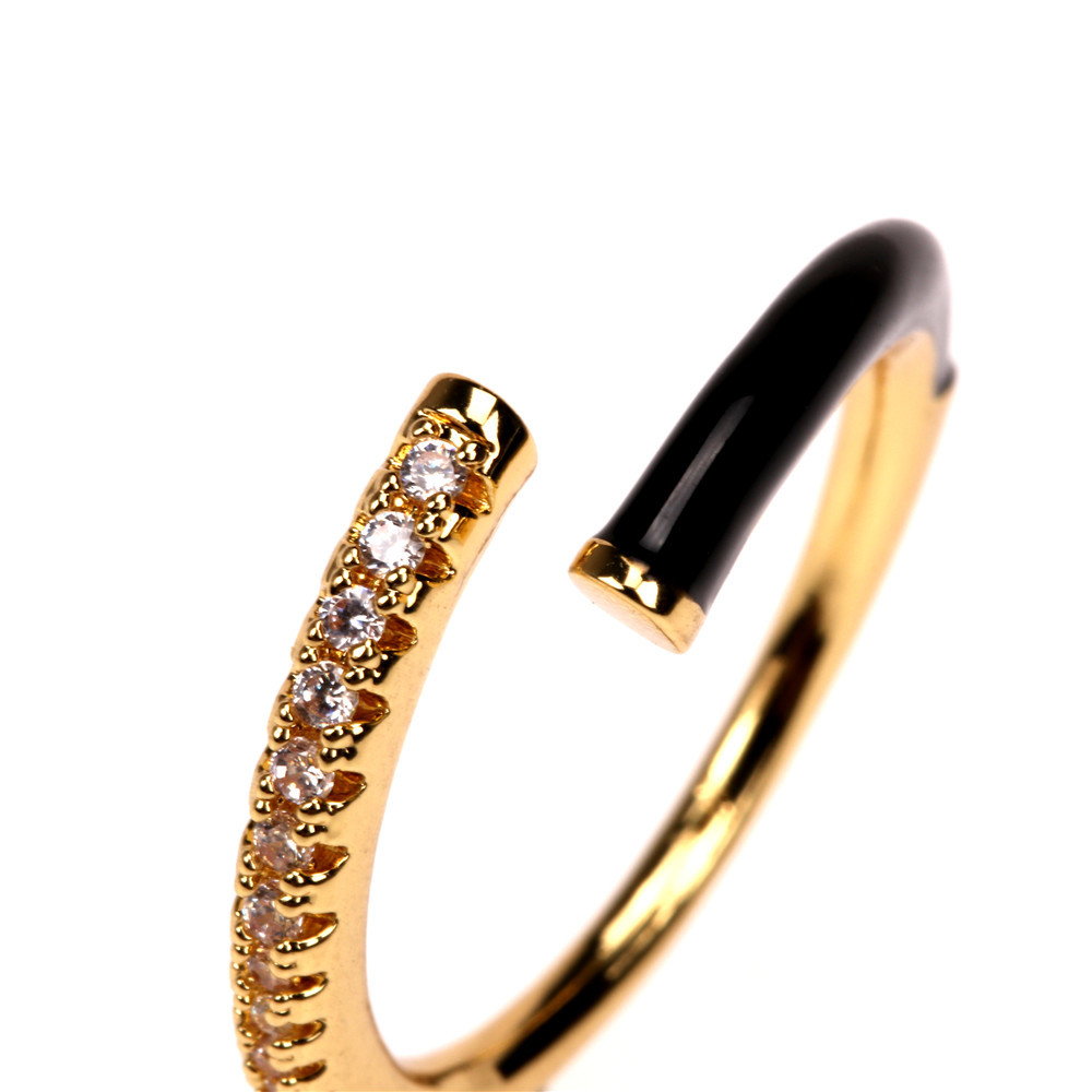 Fashion Enamal Opening Adjustable Copper Inlaid Zircon Ring display picture 15