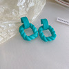 Square earrings, colorful spray paint with pigtail, silver needle, wholesale, silver 925 sample