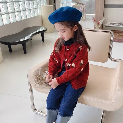 Baby Girl Cardigan Sweater Outerwear Autumn/Winter Princess Style Knitted Sweater Fashion Girl Baby Red Christmas Sweater
