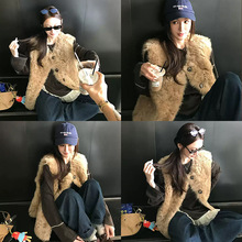 欧尼马甲韩系简约真毛皮毛一体皮草女2025冬季新款显瘦百搭