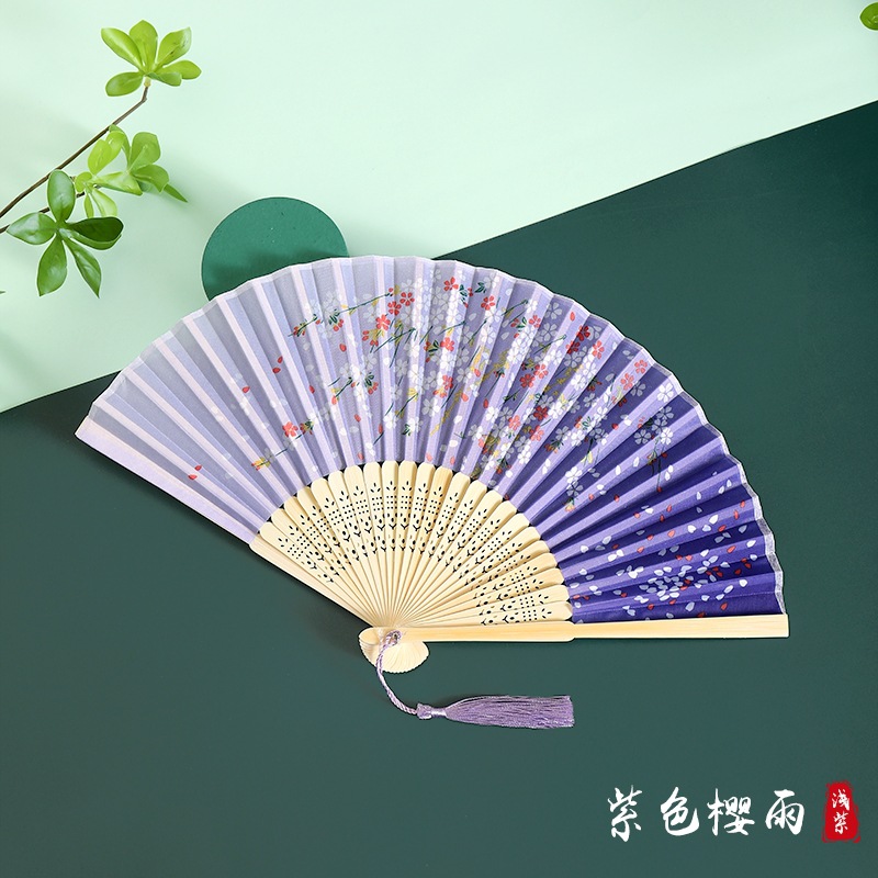 Ventilador plegable de estilo chino de verano estilo antiguo de alta gama Hanfu cheongsam abanico chino abanico de baile plegable para niños abanico de bambú