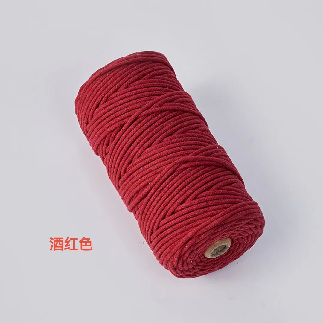 Cuerda de algodón con núcleo de color de 4mm, cuerda de nudo, pulsera de cuerda tejida a mano, cuerda de algodón, cuerda de tapiz, funda de botella creativa, cuerda decorativa