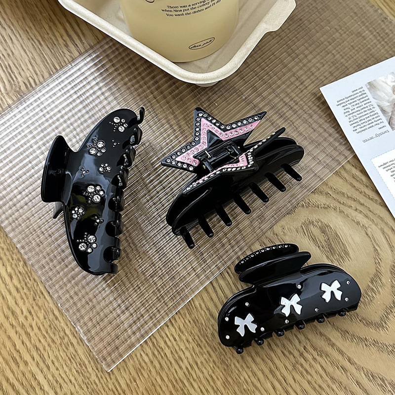 真の酢酸クリップ欧陽ナナと同じスタイルのナイトエルフラインストーンバタフライフレンチダイヤモンドニッチシャーククリップ|undefined