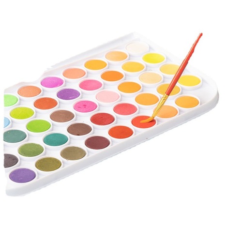 Solid watercolor round cake for beginners 12/36/48 solid watercolor paint set set divided into children's painting paper