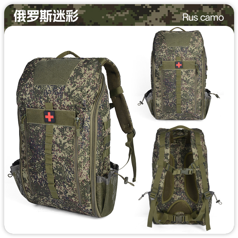 Bolsa médica táctica multifuncional personalizada transfronteriza de primeros auxilios contra incendios al aire libre de gran capacidad de material de emergencia a pie mochila