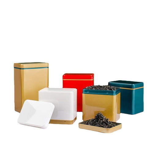 Square tea can metal tin half pound loose tea sealed tea can UV universal packaging gift box metal can