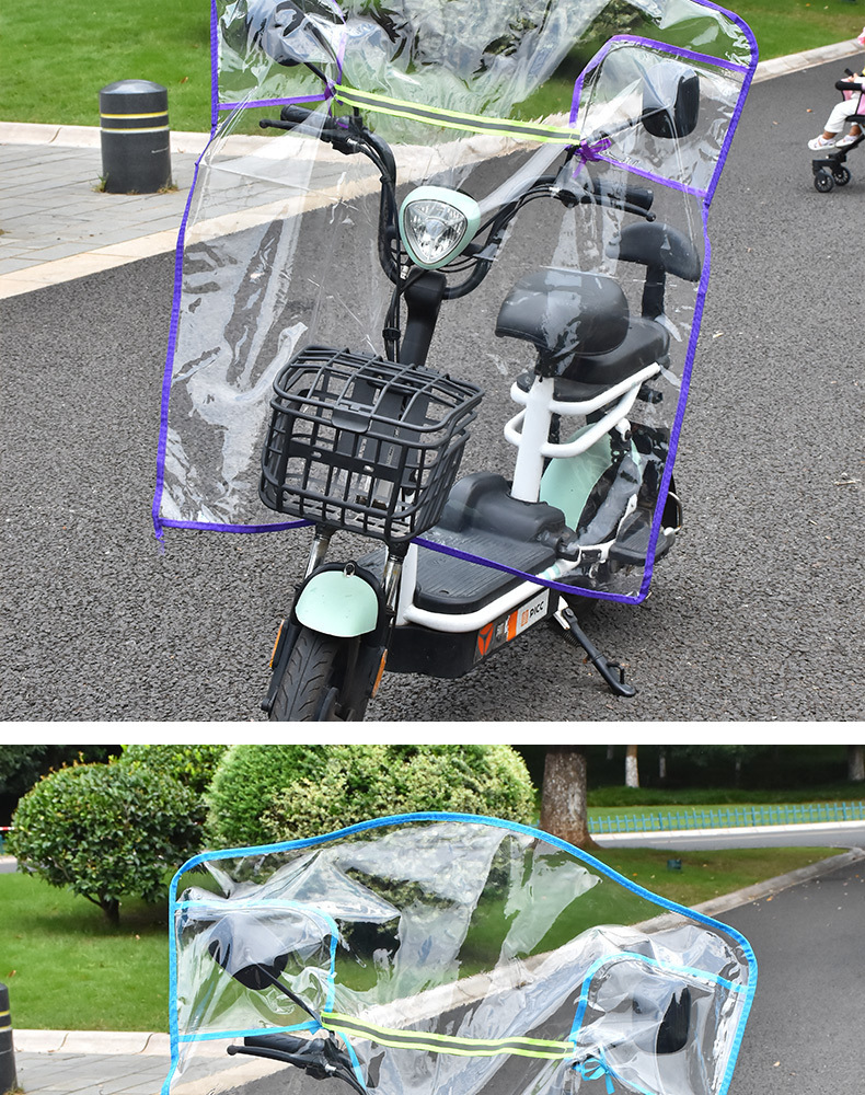 Electric Motorcycle Windshield Transparent Cold-Proof Rain-Proof Wind Shield with Basket, Electric Scooter Widened and Thickened Rain Shield