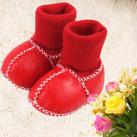 学步鞋外贸冬季羊毛儿童鞋软底宝宝皮毛一体6-12个月加厚保暖棉鞋