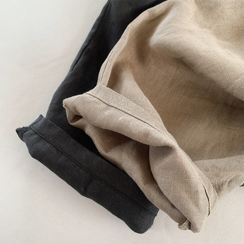 Children's summer new unisex Korean-style loose cotton linen five-pocket pants for kids seven-year-old trendy kids' pants