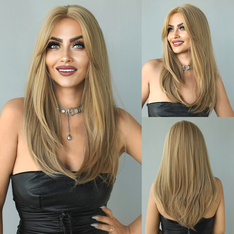 Manufacturer Customized Golden Small Lace Wig Milk Tea White Golden Small Lace Wig Small Lace Wig Wholesale