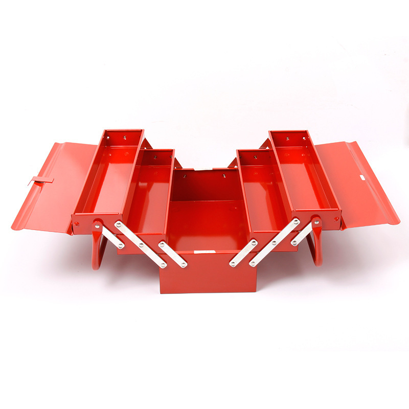 Caja de herramientas de hierro de tres tapas de Kraftwell Caja de herramientas de hierro plegable PK0224T
