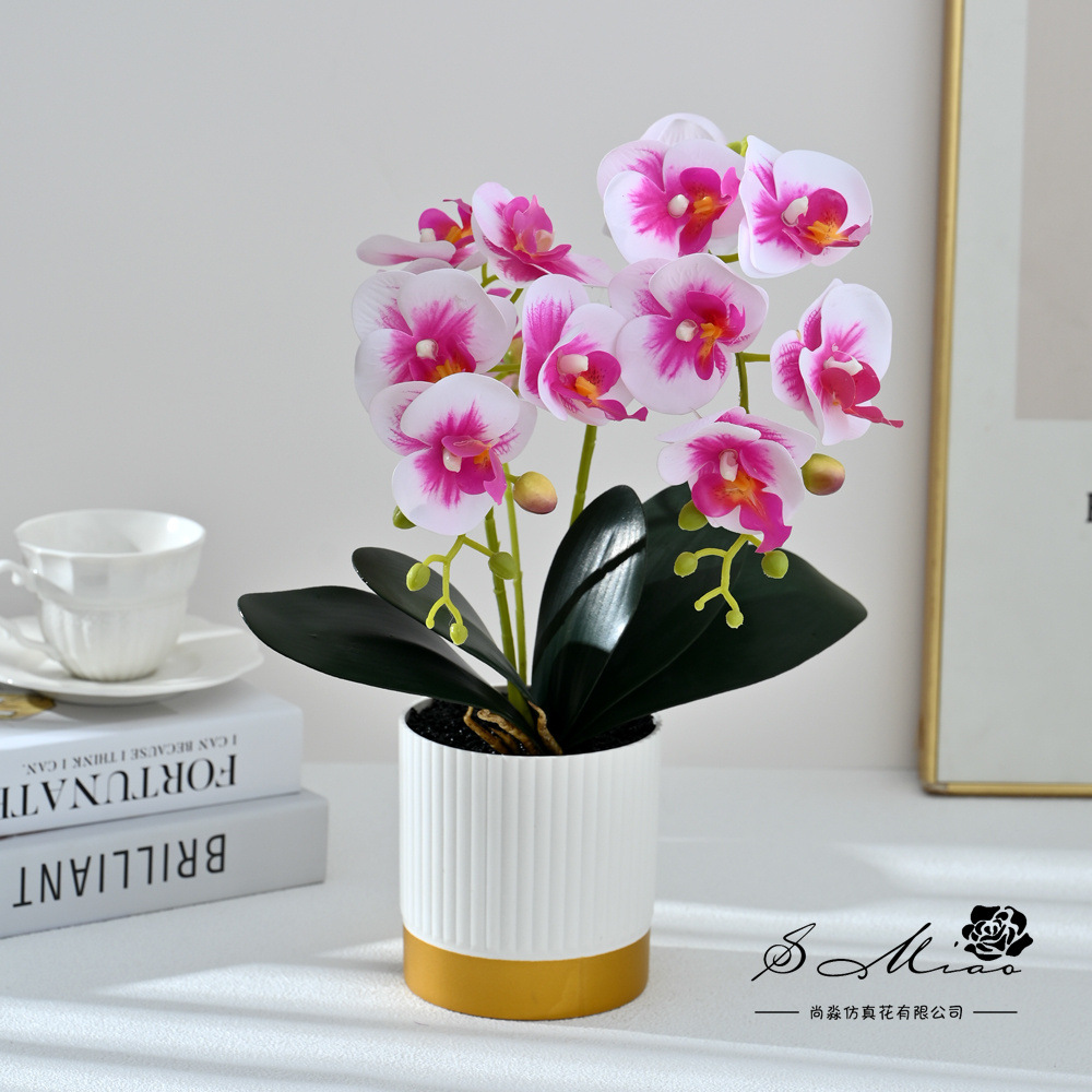 Transfronterizo 12 flores mariposa orquídea bonsai imitación maceta flores falsas decoración del hogar fotografía ornamentos de flores artificiales de boda image 5