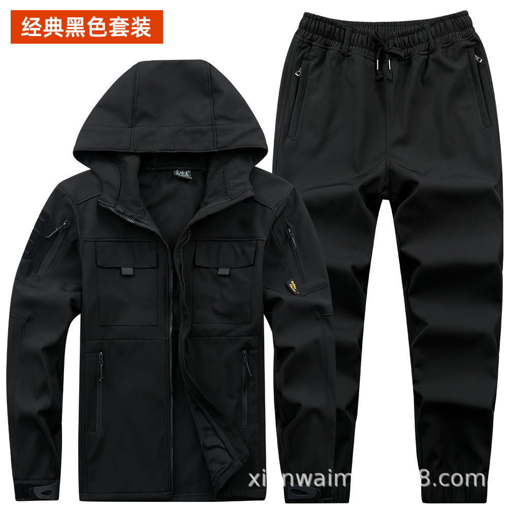 Invierno de terciopelo caliente chaqueta de asalto joven hombre ligero abrigo táctico de cáscara suave explosivo ropa de trabajo impermeable de bicicleta