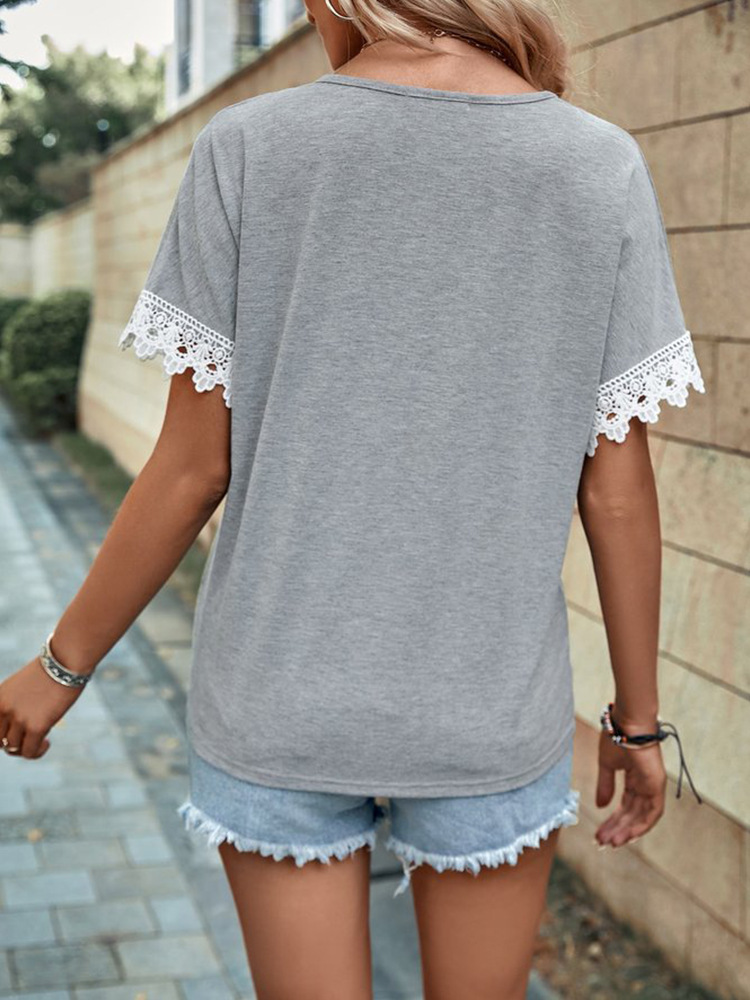Polyester Fabric Type Regular Top Length Wholesale Women'S Casual Solid Color Short Sleeve T-Shirts