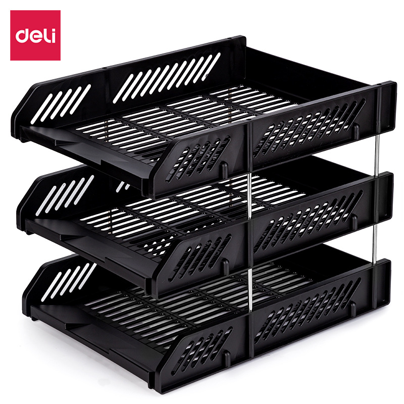 Deli 9209 file rack three-layer file basket combined file bar multi-layer file data storage deli office