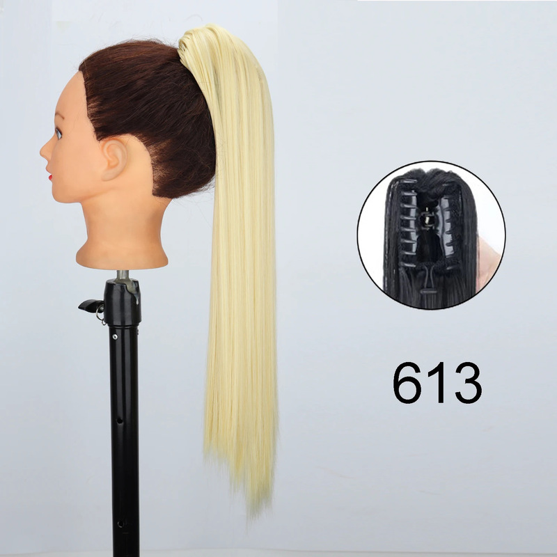 22inch 爪クリップストレートヘアポニーテール化学繊維かつら女性ロングストレートふわふわハイポニーテール|undefined