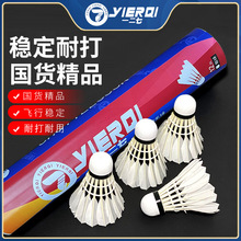 羽毛球正品飞行稳定12/6只装耐打王白色羽毛球训练训练彩标教练推