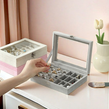 大容量首饰盒耳钉项链戒子收纳盒大高档多格精致便携式饰品盒韩版