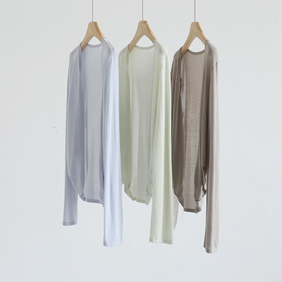 Early Autumn Fashionable Cocoon-Shaped Tencel Lyocell Knitted Cardigan Jacket Pure Color Long-Sleeved Shawl Thin Waistcoat Air-Conditioned Shirt