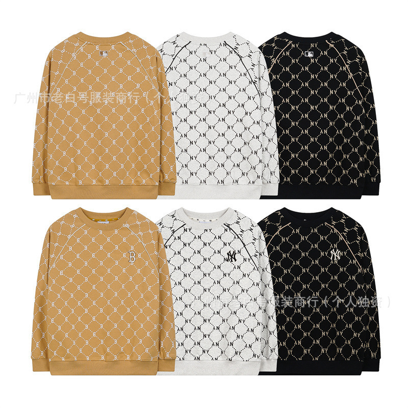 2025 Autumn and Winter Korean Trendy Brand Mlb New Diamond Presbyopia Full Printed Small Label Embroider Sweatshirt for Men and Women Couples