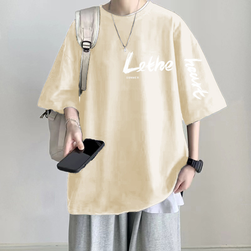 100%纯棉重磅大码宽松2-300斤潮牌短袖T恤男夏季半袖百搭显瘦衣服|undefined