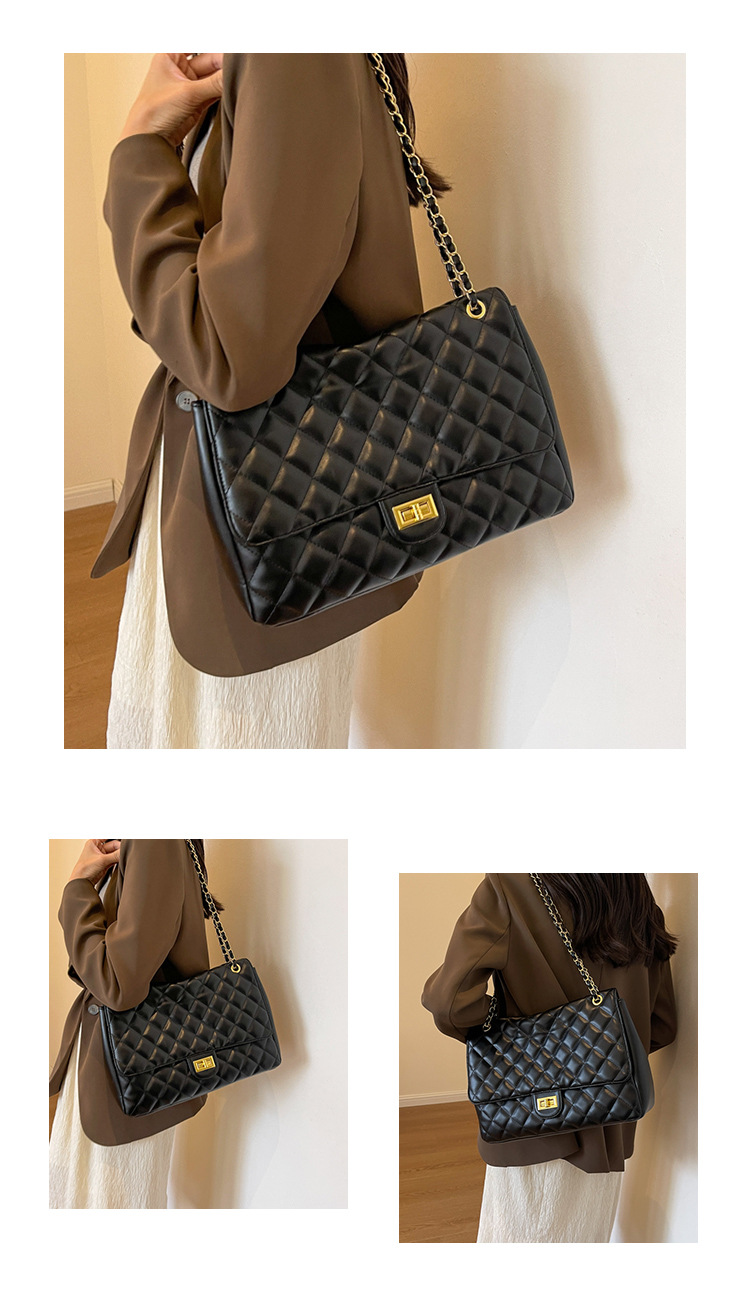 Women's Shoulder Bag Large Capacity Quilted Chain Handbag_voghion.com