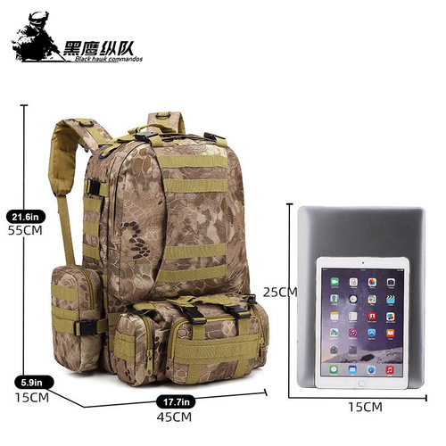 Waterproof Combination Backpack Men's Outdoor Mountaineering Camping Travel Large Capacity Shoulder Camouflage Tactical Backpack Wholesale