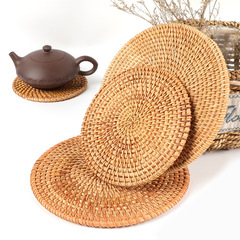 Round hollow rattan coaster set saucer home kitchen table heat-resistant casserole mat creative autumn rattan insulation mat