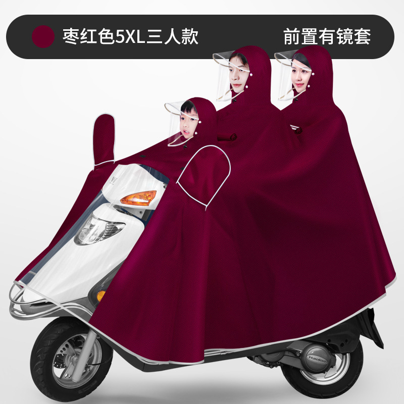 Chaqueta de lluvia para tres padres e hijos, coche eléctrico, madre e hijo, doble engrosado y largo, batería de lluvia a prueba de tormentas de todo el cuerpo, chaqueta de lluvia para motocicleta