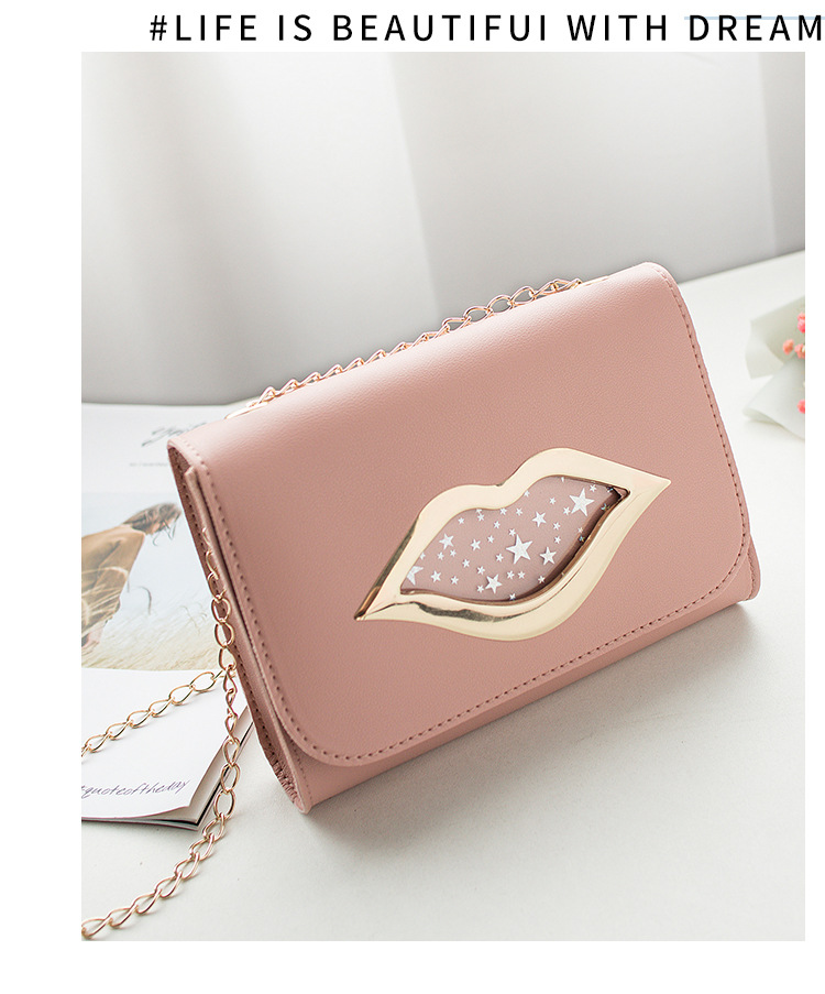 Women's Small Pu Leather Lips Streetwear Square Magnetic Buckle Shoulder Bag Crossbody Bag Chain Bag display picture 1