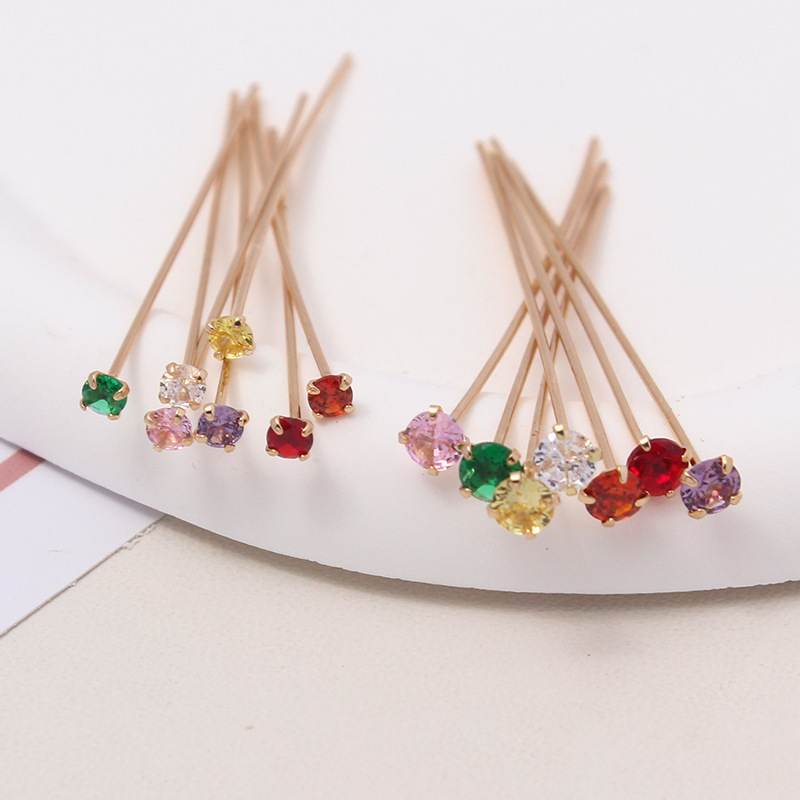 Colorful Zircon T-pin diy hand-made antique hairpin bride headdress wreaths all forbidden beaded jewelry accessories Colorful Zircon T-pin diy hand-made antique hairpin bride headdress wreaths all forbidden beaded jewelry accessories