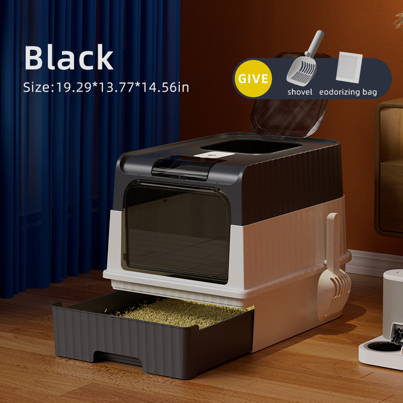 Caja de Arena para Gatos Completamente Cerrada, Popular, Grande, Anti-Salpicaduras, Tipo Cajón, Fácil de Limpiar, Suministros para Mascotas
