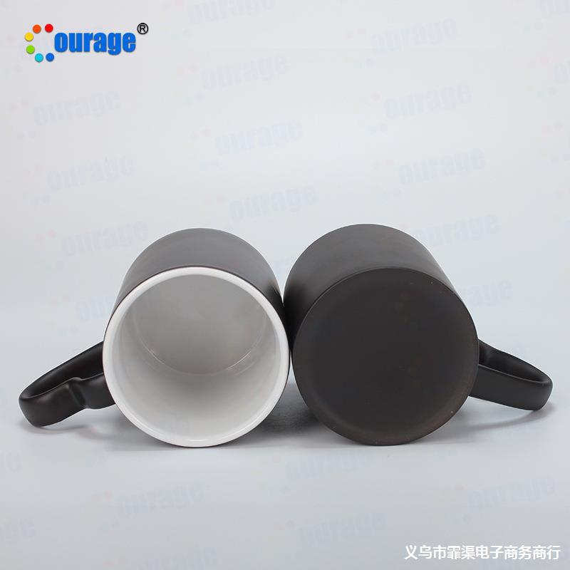 热转印陶瓷变色杯照片logo印制加热感温魔术创意水杯空白耗材批发