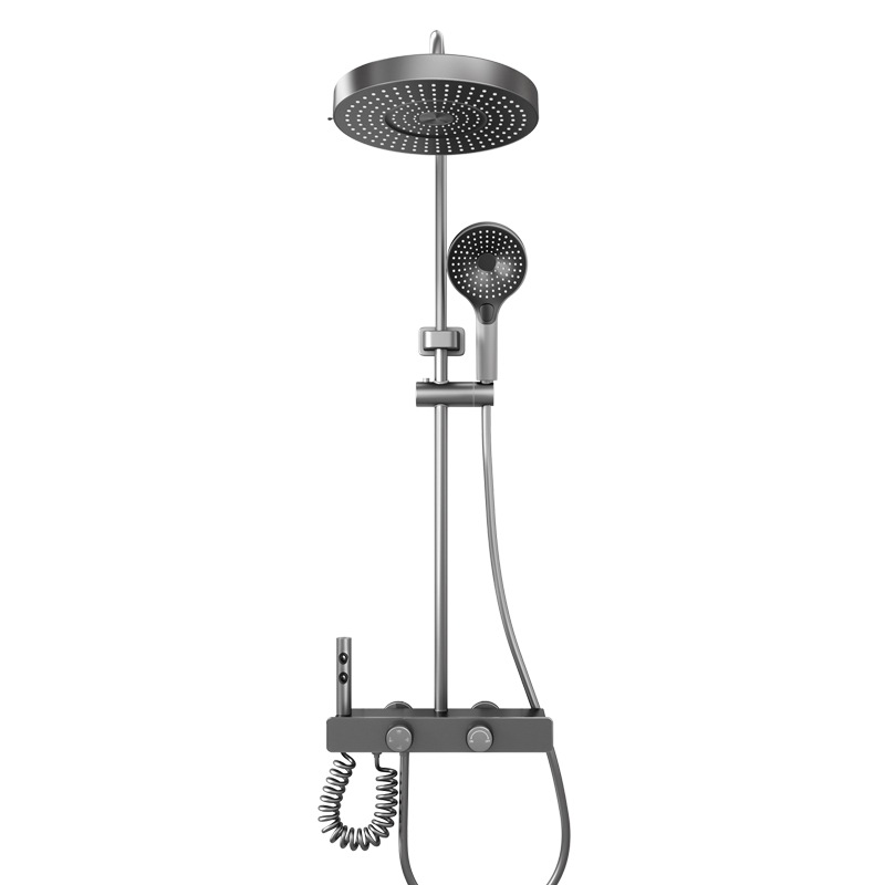 Cuerpo de bronce fino conjunto completo de un conjunto completo de ducha de agua caliente y fría presurizada conjunto de ducha de agua tipo cascada conjunto de grifo image 6