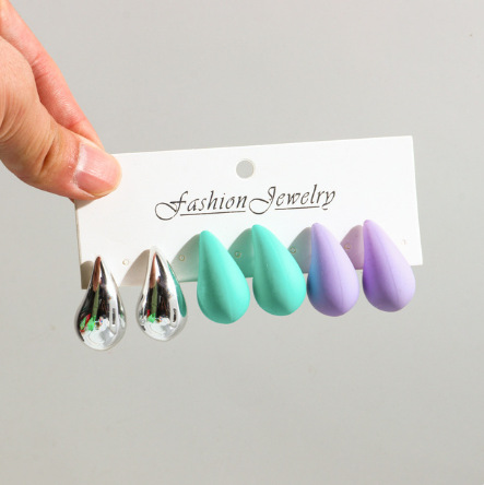 30g Weight Ear Studs Classification 3 Pairs Quantity Daily Occasion Acrylic Material Water Droplets Pattern Women's Gender Spray Paint Design IG Style, Simple Style Style 3 Pairs IG Style Simple Style Water Droplets Spray Paint Arylic Ear Studs 6