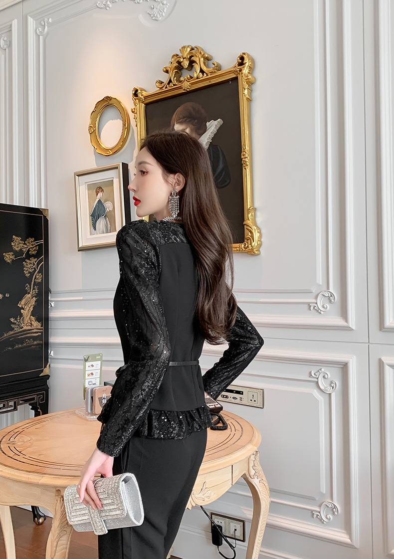 Bộ đồ nữ hai mảnh thắt eo kiểu mới mùa xuân, trẻ trung tôn dáng — Màu đen chi tiết 21