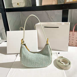 2021新款牛仔蓝腋下包日韩chic休闲帆布包包单肩包女包法棍包批发