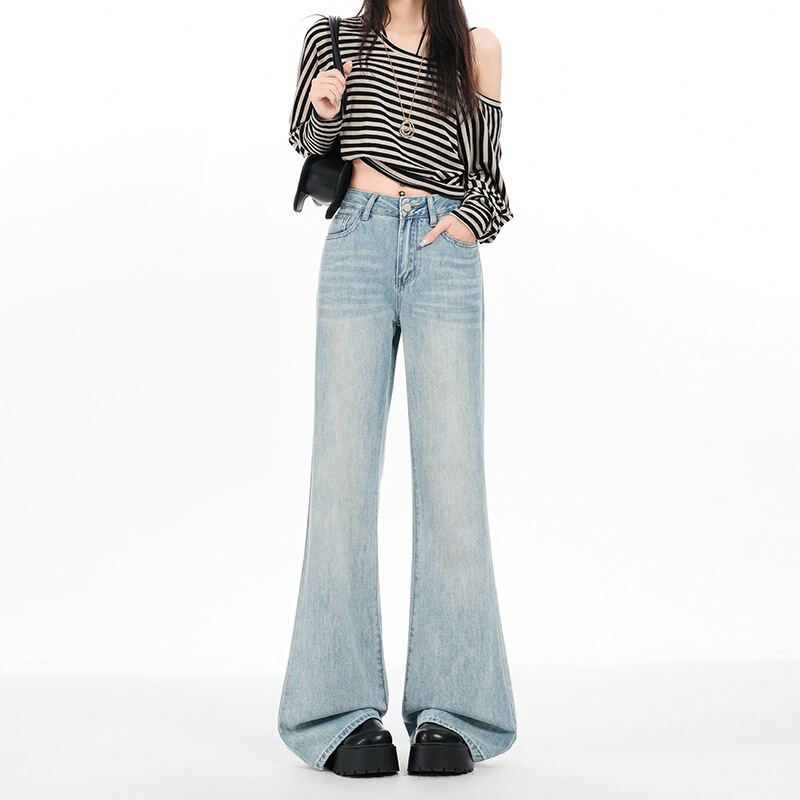 Sweet lady style, curvy charm, slimming high-waisted flared jeans, regular fleece-lined, supports drop shipping Sweet lady style, curvy charm, slimming high-waisted flared jeans, regular fleece-lined, supports drop shipping