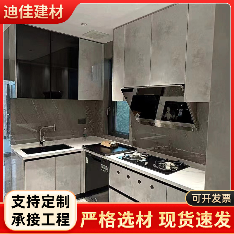 Toda la casa personalizada ligera y lujosa con gabinete de cocina toda la cocina de piedra de cuarzo encimera casera simple montaje de gabinete de cocina