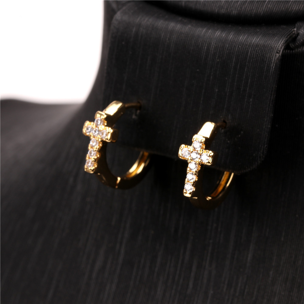 Wholesale Jewelry Fashion Cross Copper Inlaid Zircon Earrings Nihaojewelry display picture 4